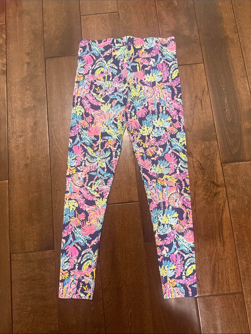 Lilly Pulitzer Navy Floral Print Girls' Leggings with Pink, Blue & Yellow